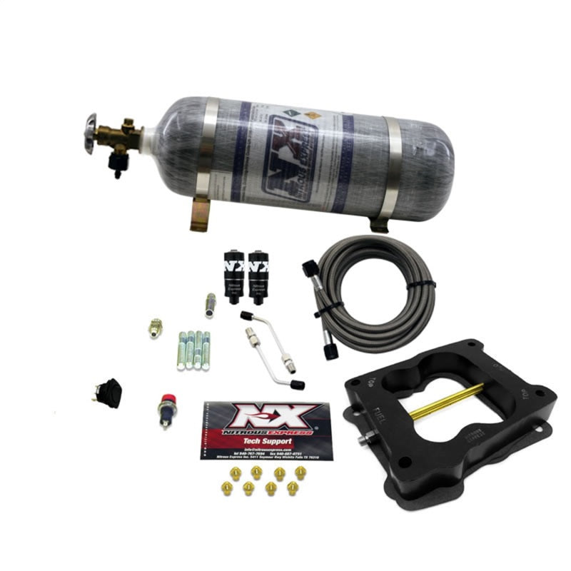 Load image into Gallery viewer, Nitrous Express Q-Jet/Holley Spread Bore Hitman Nitrous Kit (100-150-200HP) w/Composite Bottle
