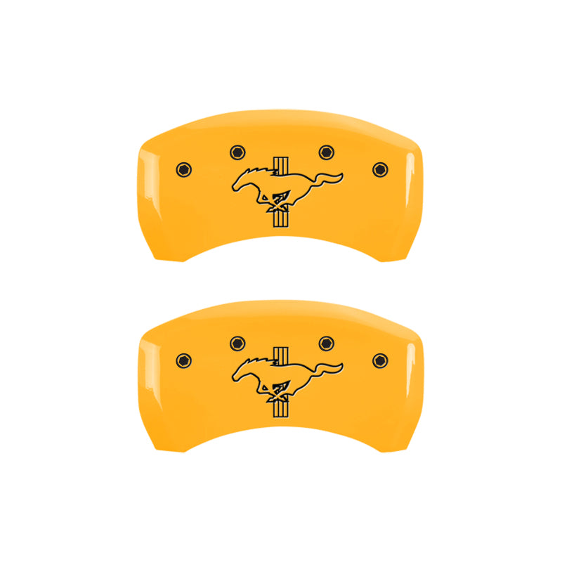 Load image into Gallery viewer, MGP Rear set 2 Caliper Covers Engraved Rear 2015/Bar & Pony Yellow finish black ch