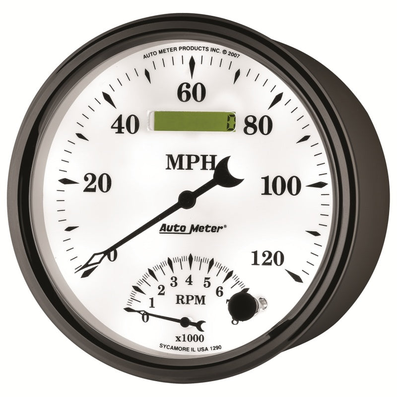 Load image into Gallery viewer, AutoMeter Gauge Tach/Speedo 5in. 120MPH & 8K RPM Elec. Program Old Tyme White II