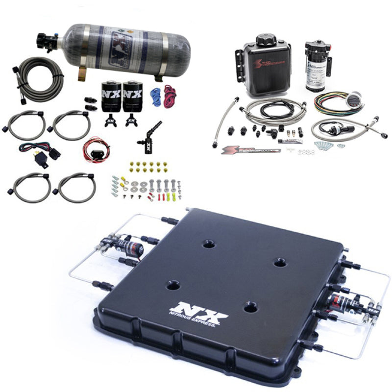 Load image into Gallery viewer, Nitrous Express Nitrous & Water Injection Kit w/Billet LT4 Supercharger Lid w/12lb Bottle