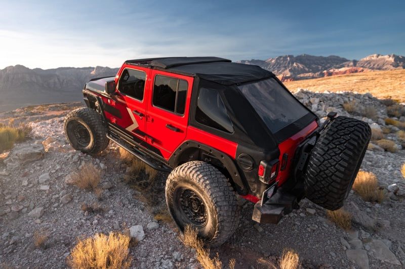 Load image into Gallery viewer, Rugged Ridge 2018+ Jeep Wrangler JLU 4 Dr Black Diamond Stitch Cloth Voyager Top (Tinted)