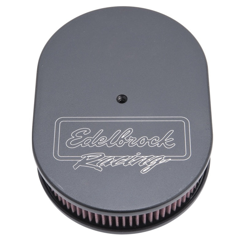Load image into Gallery viewer, Edelbrock Air Cleaner Victor Series Oval Aluminum Top Cloth Element 11 875In X 8 25In X 3 75In Black