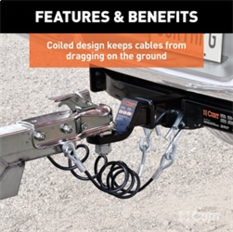 Load image into Gallery viewer, RockJock Curt Towing Safety Cable Kit 44 1/2in Long w/ 2 Snap Hooks 5000lbs 2-Pack
