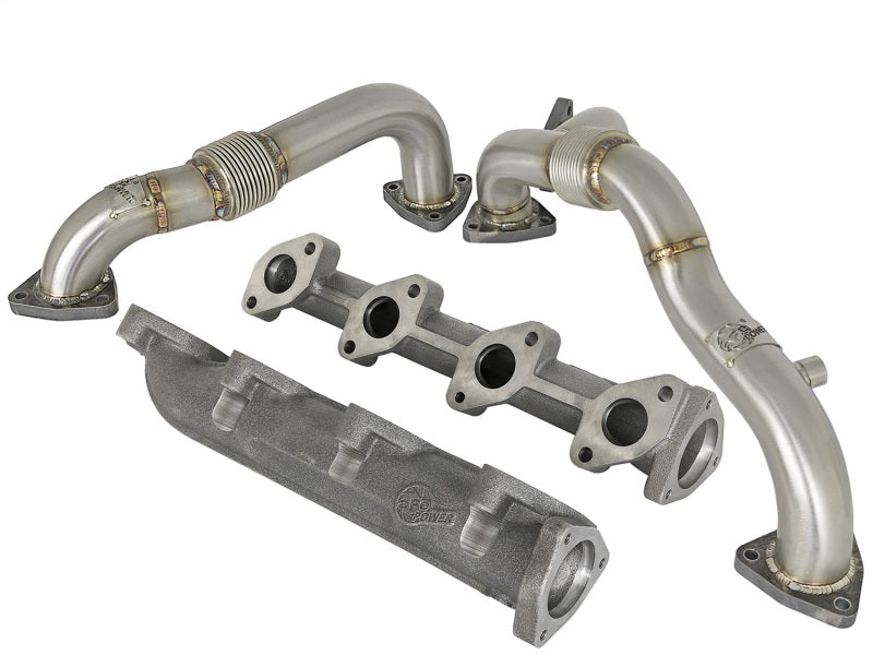 Load image into Gallery viewer, aFe Twisted Steel Power Package Up-Pipes / Manifold 08-10 Ford Diesel Trucks V8 6.4L (td)