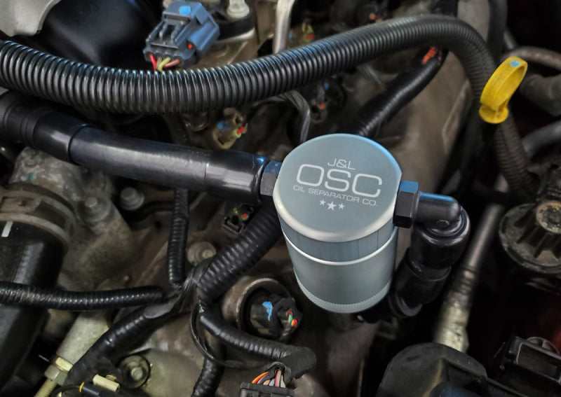 Load image into Gallery viewer, J&L 05-10 Ford Mustang GT Driver Side Oil Separator 3.0 V2 - Clear Anodized
