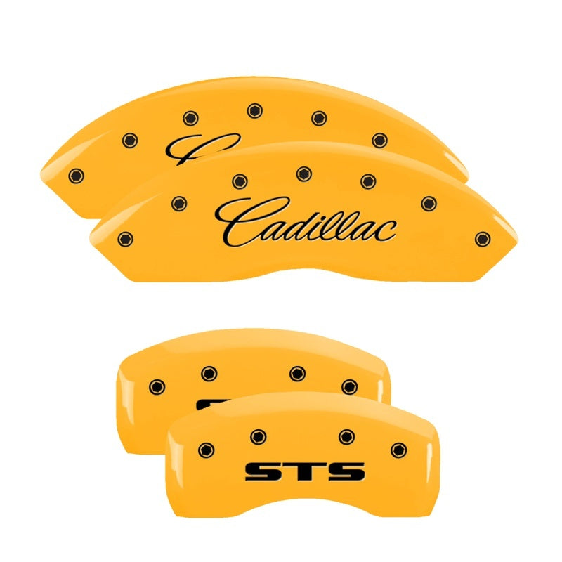 Load image into Gallery viewer, MGP 4 Caliper Covers Engraved Front & Rear MGP Yellow Finish Black Char 2004 GMC Savana 1500