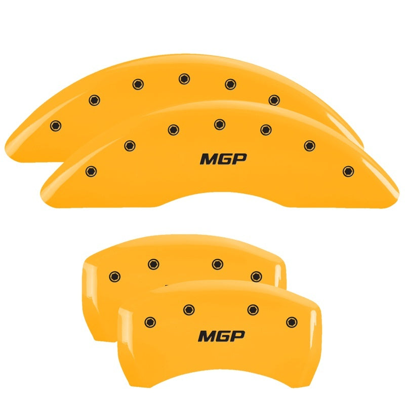 Load image into Gallery viewer, MGP 4 Caliper Covers Engraved Front & Rear Jeep Yellow Finish Black Char 1999 Jeep Grand Cherokee
