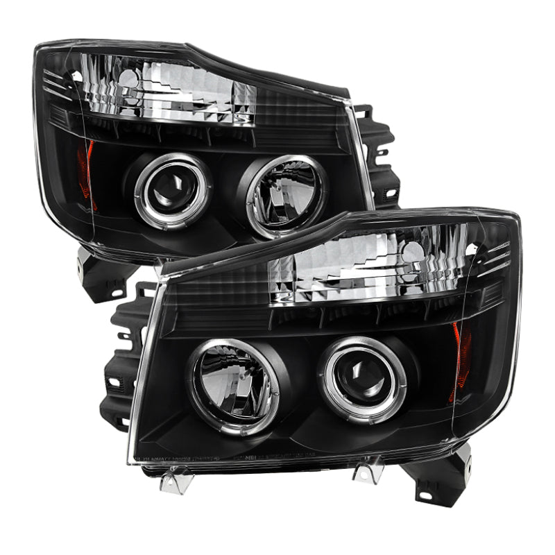 Load image into Gallery viewer, Spyder Nissan Titan 04-14/Armada 04-07 Projector Headlights LED Halo LED Blk PRO-YD-NTI04-HL-BK