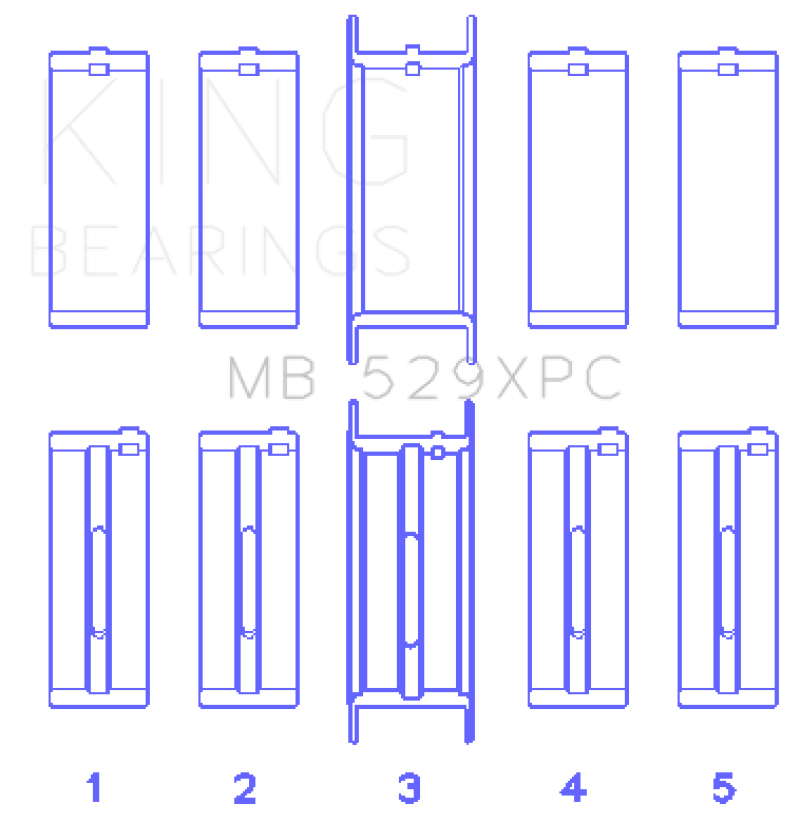 Load image into Gallery viewer, King Ford 260CI/289CI/302 5.0L Windsor Coated Crankshaft Main Bearing Set of 5 (Size .001)