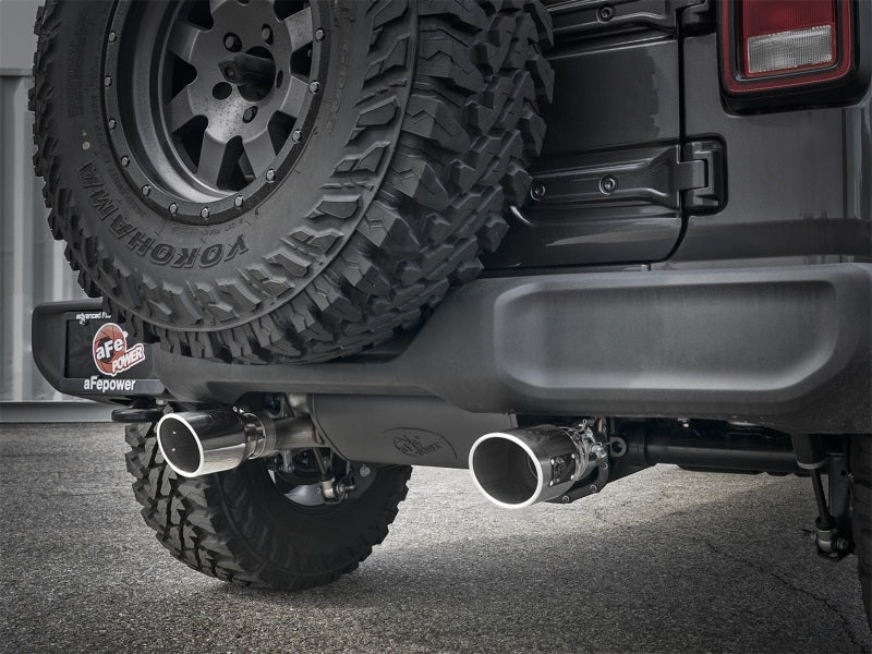 Load image into Gallery viewer, aFe Rebel Series 2.5in 304 SS Cat-Back Exhaust w/ Polished Tips 2018+ Jeep Wrangler (JL) V6 3.6L