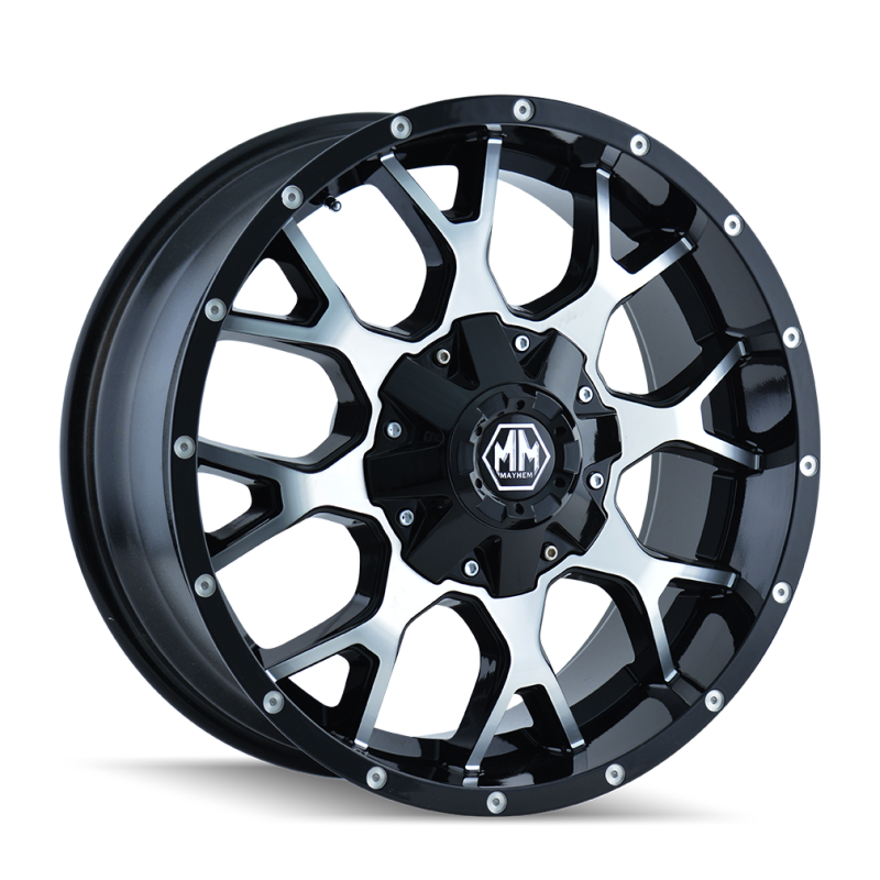 Load image into Gallery viewer, Mayhem 8015 Warrior 17x9 / 5x114.3 BP / 18mm Offset / 87mm Hub Black/Machined Face Wheel