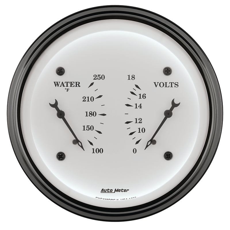 Load image into Gallery viewer, AutoMeter Gauge Dual Wtmp & Volt 3-3/8in. 250 Deg. F & 18V Elec Old Tyme White