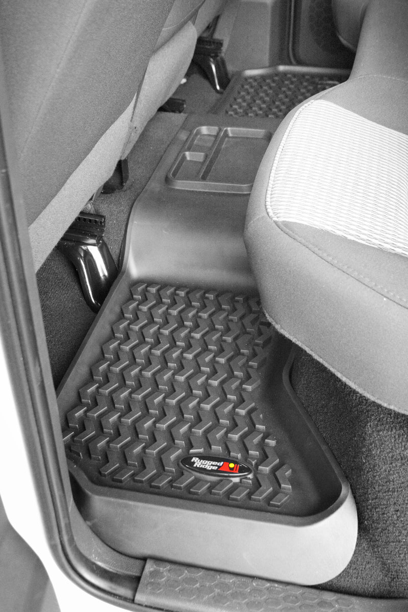 Load image into Gallery viewer, Rugged Ridge Floor Liner Rear Black 2002-2018 Dodge Ram 1500 Quad Cab