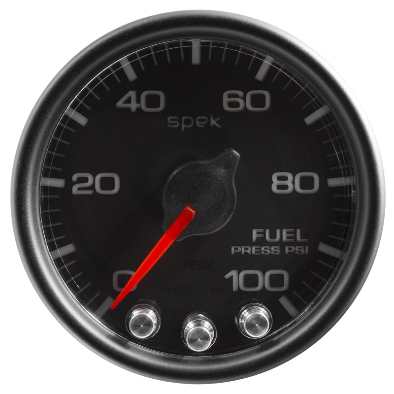 Load image into Gallery viewer, Autometer Spek-Pro Gauge Fuel Press 2 1/16in 100psi Stepper Motor W/Peak & Warn Blk/Blk
