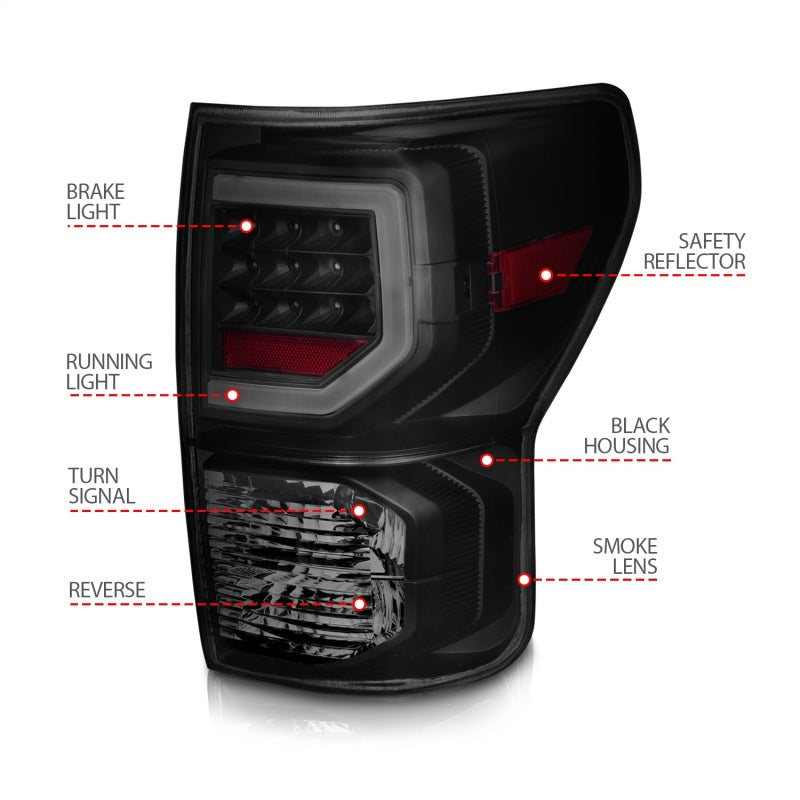 Load image into Gallery viewer, ANZO 07-11 Toyota Tundra Full LED Taillights Black Housing Smoke Lens G2 (w/C light Bars)