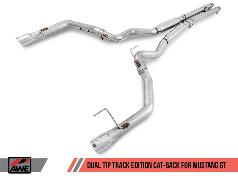 Load image into Gallery viewer, AWE Tuning S550 Mustang GT Cat-Back Exhaust - Track Edition (Chrome Silver Tips)
