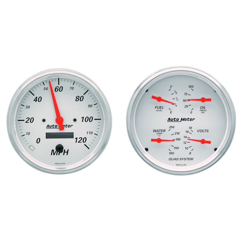 Load image into Gallery viewer, AutoMeter Gauge Kit 2 Pc. Quad & Speedometer 5in. Arctic White