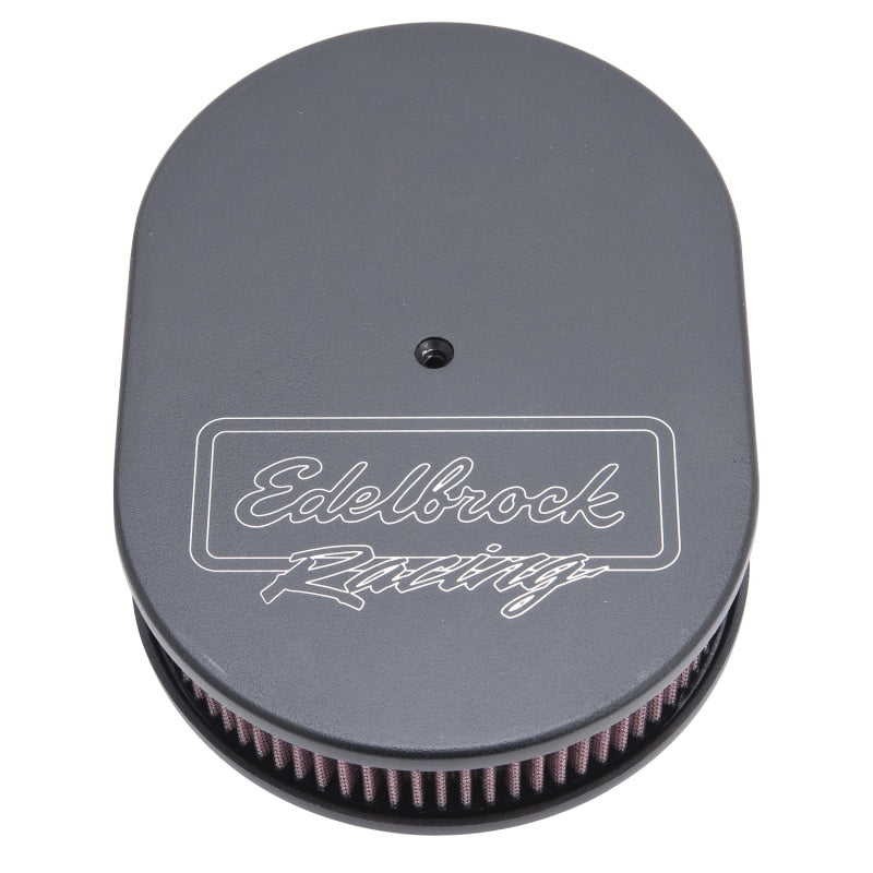 Load image into Gallery viewer, Edelbrock Air Cleaner Victor Series Oval Aluminum Top Cloth Element 11 875In X 8 25In X 3 75In Black