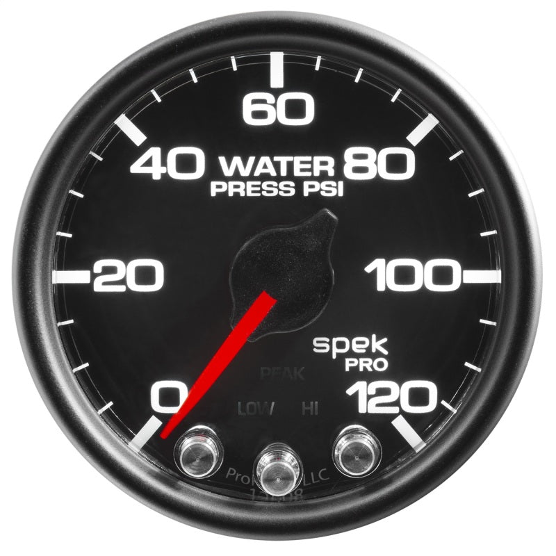 Load image into Gallery viewer, Autometer Spek-Pro Gauge Water Press 2 1/16in 120psi Stepper Motor W/Peak & Warn Blk/Blk