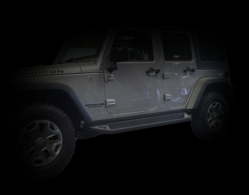 Load image into Gallery viewer, DV8 Offroad 07-18 Jeep Wrangler JK Plated Steel Rock Slider Steps - Matte Black (4 Door Only)