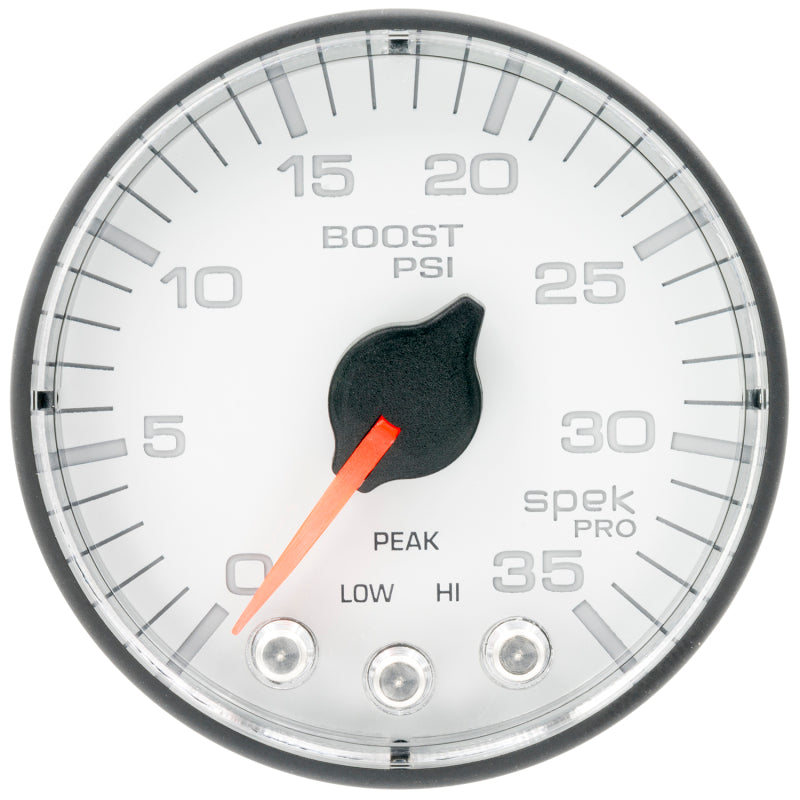 Load image into Gallery viewer, Autometer Spek-Pro 2 1/16in 35PSI Stepper Motor W/Peak & Warn White/Black Boost Gauge