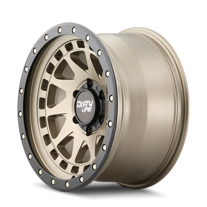 Load image into Gallery viewer, Dirty Life 9311 Enigma Pro 17x9/5x127 BP/-12mm Offset/71.5mm Hub Satin Gold Wheel - Beadlock