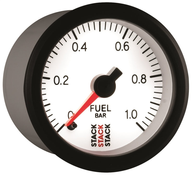 Load image into Gallery viewer, Autometer Stack 52mm 0-1 Bar M10 Male Pro Stepper Motor Fuel Pressure Gauge - White