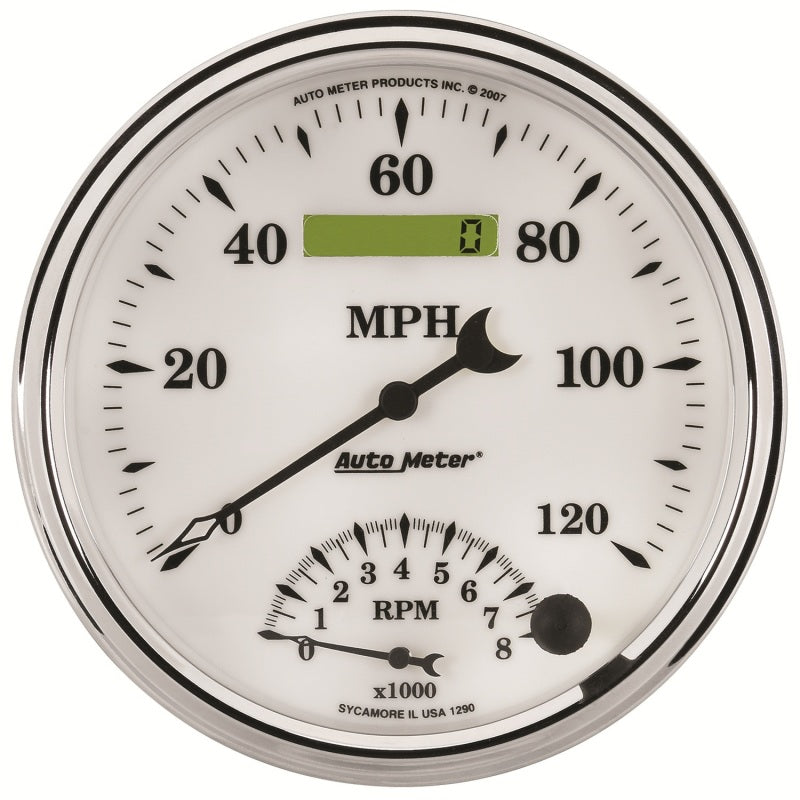 Load image into Gallery viewer, AutoMeter Gauge Tach/Speedo 5in. 120MPH & 8K RPM Elec. Program Old Tyme White II