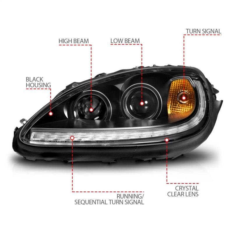 Load image into Gallery viewer, ANZO 05-13 Chevrolet Corvette Projector Headlights w/switchback & Sequential LED - Black Amber