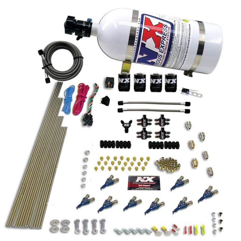 Load image into Gallery viewer, Nitrous Express 8 Cyl Piranha Direct Port 4 Solenoids Nitrous Kit (200-500HP EFI Jets) w/10lb Bottle