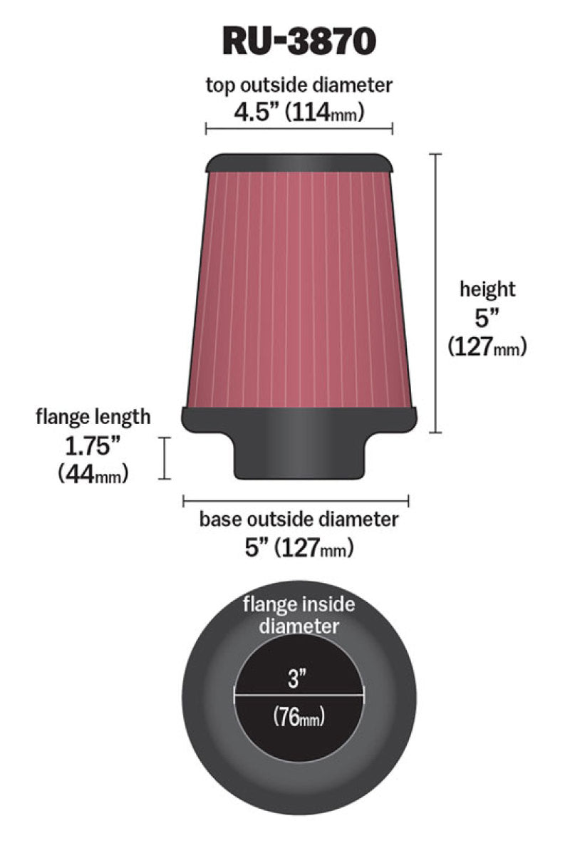 Load image into Gallery viewer, K&N Universal Clamp-On Air Filter 3in FLG / 5in B / 4-1/2in T / 5in H