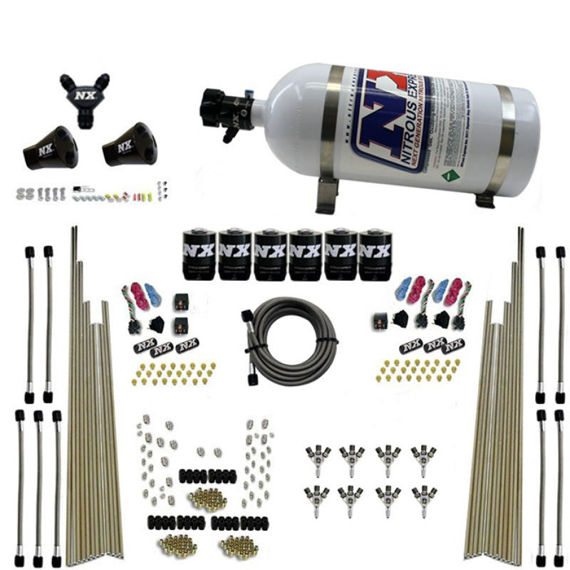 Load image into Gallery viewer, Nitrous Express 8 Cyl Triple-D Dry Direct Port 3 Stage Dry 6 Solenoids Nitrous Kit w/10lb Bottle