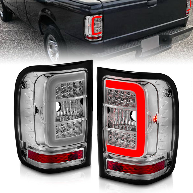 Load image into Gallery viewer, ANZO 2001-2011 Ford Ranger LED Tail Lights w/ Light Bar Chrome Housing Clear Lens