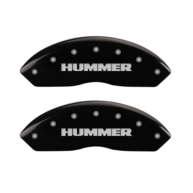 Load image into Gallery viewer, MGP 4 Caliper Covers Engraved Front & Rear Hummer Black finish silver ch