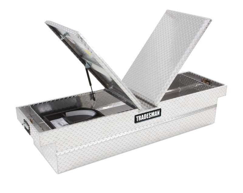 Load image into Gallery viewer, Tradesman Aluminum Gull Wing Cross Bed Truck Tool Box w/Push Button (70in.) - Brite