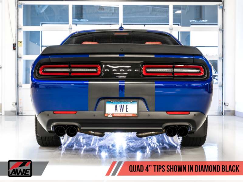 Load image into Gallery viewer, AWE Tuning 2017+ Challenger 5.7 Touring Edition Exhaust - Non-Resonated - Diamond Black Quad Tips