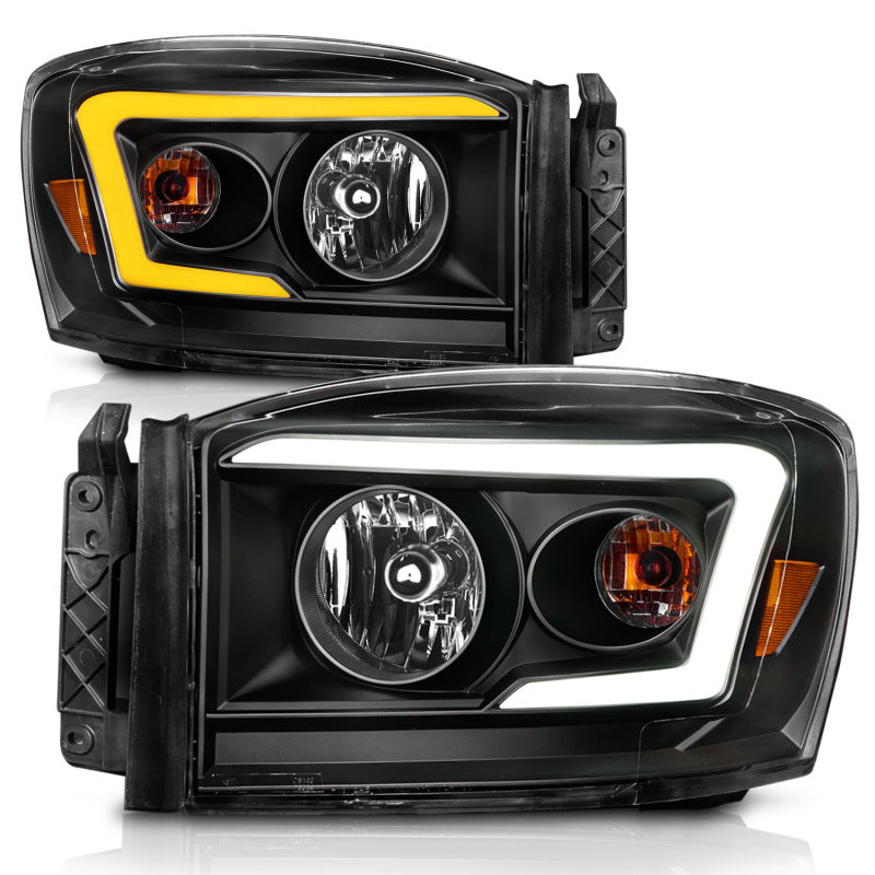 Load image into Gallery viewer, ANZO 06-09 Dodge RAM 1500/2500/3500 Headlights Black Housing/Clear Lens (w/Switchback Light Bars)