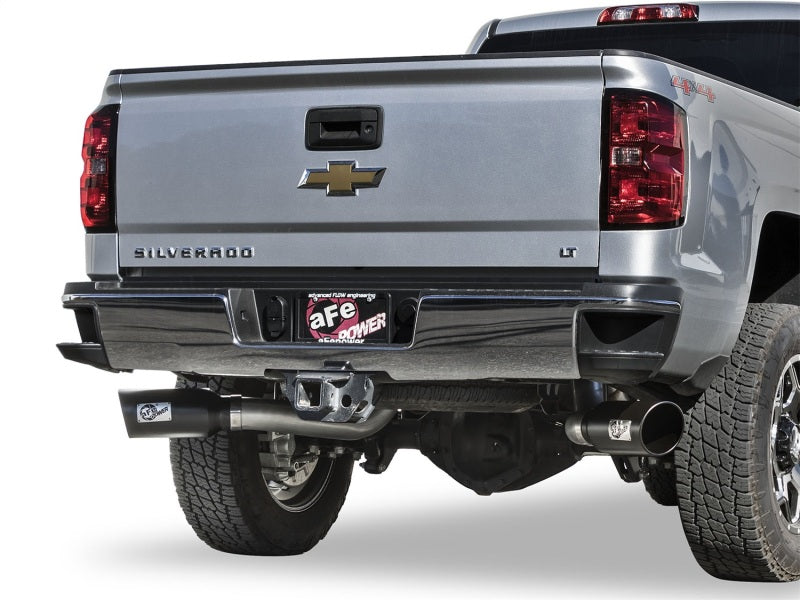 Load image into Gallery viewer, aFe LARGE Bore HD 4in Dual DPF-Back SS Exhaust w/Black Tip 16-17 GM Diesel Truck V8-6.6L (td) LML