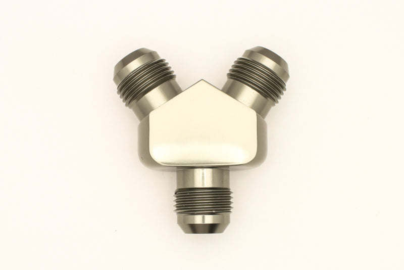 Load image into Gallery viewer, DeatschWerks 10AN Male Flare + 10AN Male Flare To 10AN Male Flare Y-Block Fitting