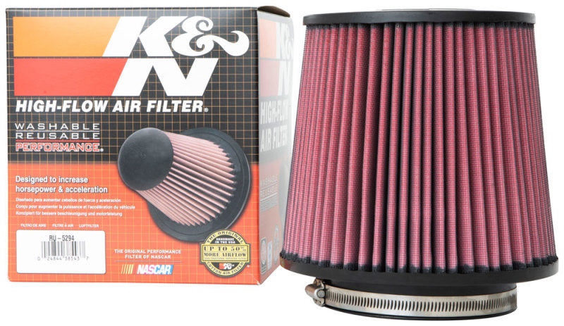 Load image into Gallery viewer, K&N Universal Clamp-On Air Filter 5in Flange ID x 8in Base OD x 6.625in Top OD x 8.625in Height