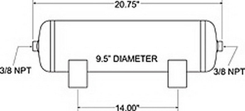Load image into Gallery viewer, Firestone Air Tank 5 Gallon 9.5in. x 20.7in. Length (2) 3/8in. NPT 150 PSI Max - Black (WR17609231)