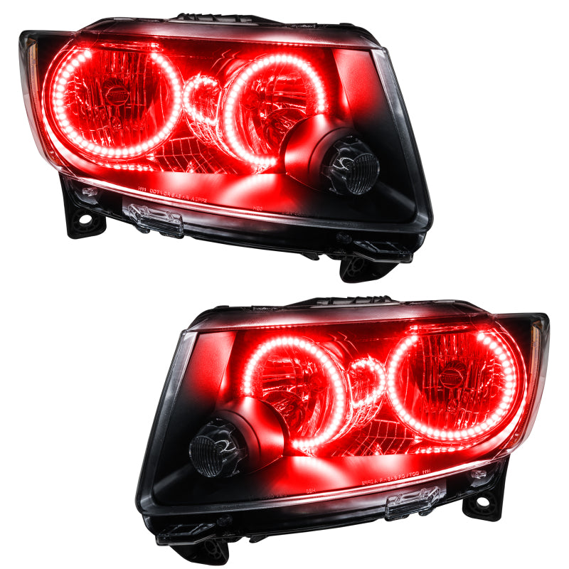 Load image into Gallery viewer, Oracle 11-13 Jeep Grand Cherokee Pre-Assembled Halo Headlights (Non HID) Chrome - Red