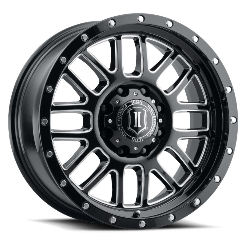 Load image into Gallery viewer, ICON Alpha 20x9 6x135 16mm Offset 5.625in BS Gloss Black Milled Spokes Wheel
