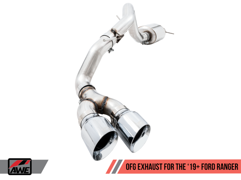 Load image into Gallery viewer, AWE Tuning 2019+ Ford Ranger 0FG Performance Exhaust System w/Chrome Silver Tips & Bash Guard
