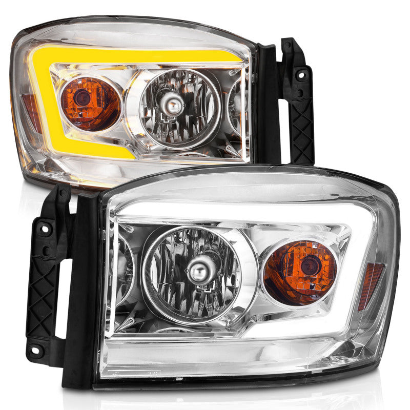 Load image into Gallery viewer, ANZO 06-09 Dodge RAM 1500/2500/3500 Headlights Chrome Housing/Clear Lens (w/Switchback Light Bars)