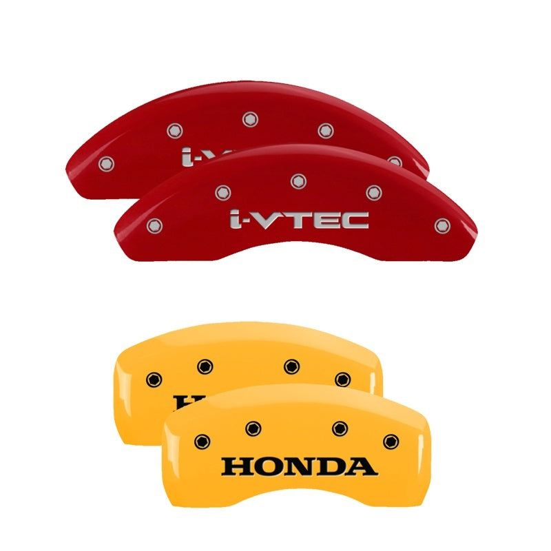 Load image into Gallery viewer, MGP 4 Caliper Covers Engraved Front & Rear Hemi Yellow finish black ch