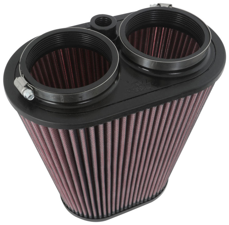 Load image into Gallery viewer, K&N Universal Clamp-On Air Filter 3-1/8in Dual FLG 8-7/8in X 5-3/16 B 6-1/4in X 4IN T, 9inH W/STUD