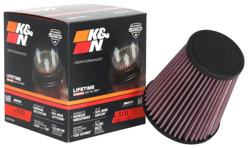 Load image into Gallery viewer, K&N Universal Clamp-On Air Filter 2-3/4in FLG / 5-1/16in B / 3-1/2in T / 5-1/2in H