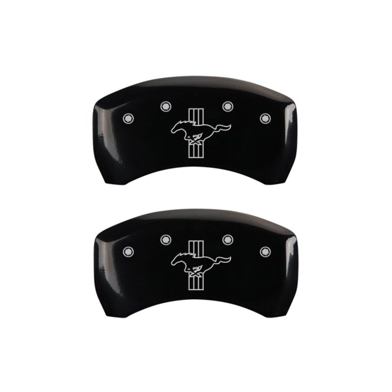 Load image into Gallery viewer, MGP Rear set 2 Caliper Covers Engraved Rear 2015/Bar & Pony Black finish silver ch