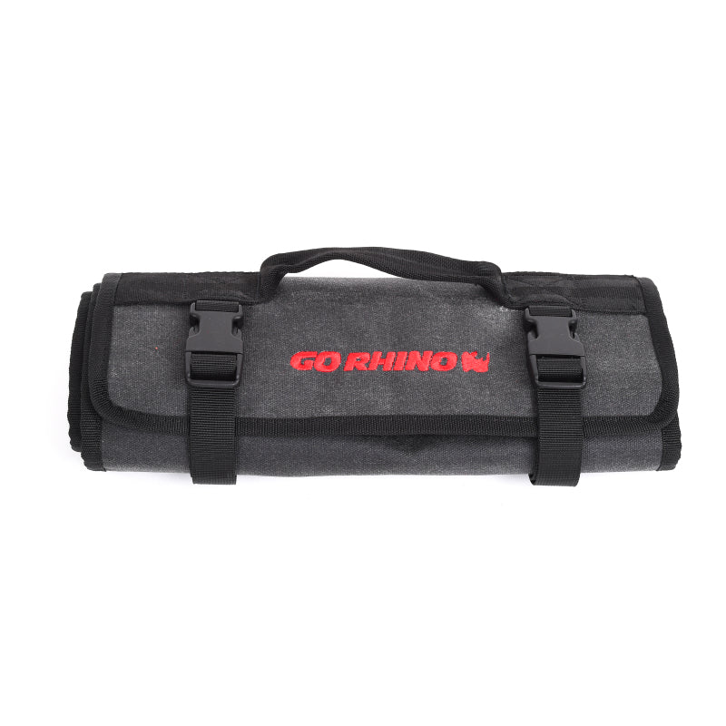 Load image into Gallery viewer, Go Rhino XVenture Gear Tool Roll - Small (4x4in. Closed) 12oz Waxed Canvas - Black